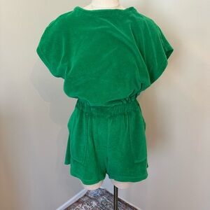 Green Terry Cloth Romper Monrow L